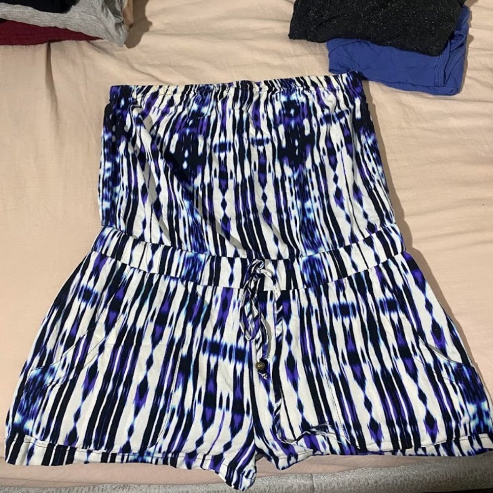 Aeropostale Strapless Tribal Print Romper
